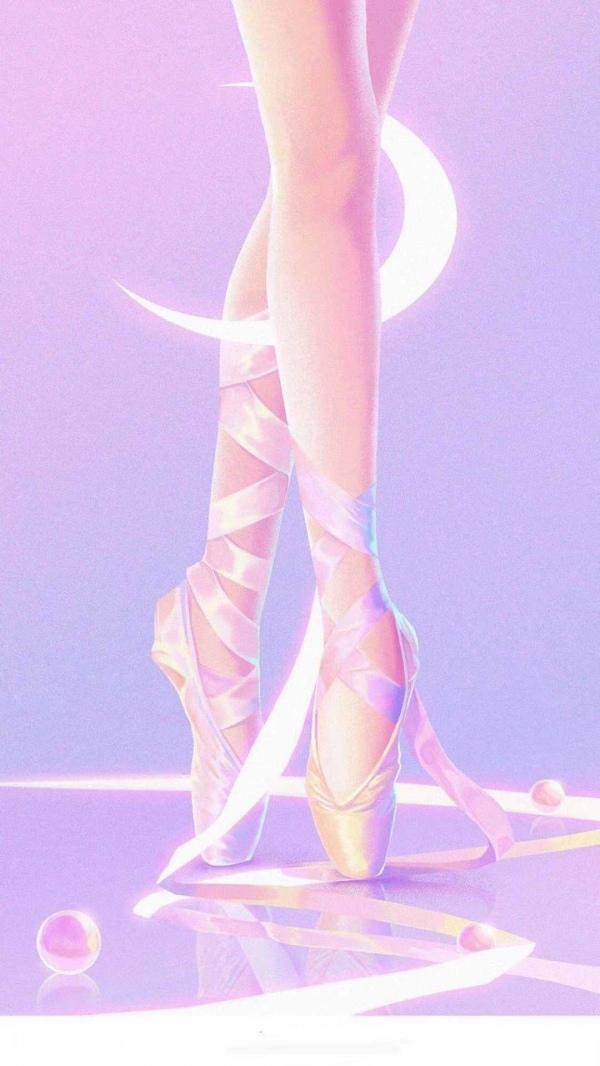 粉色梦幻的芭蕾女孩踮起脚尖跳舞的小清新插画图片