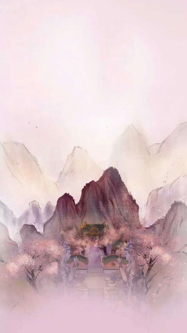 中国风满满的山水花高清手机壁纸图片