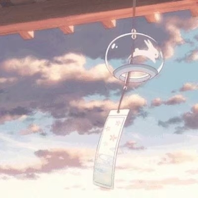 日本卡通动漫里好看的玻璃风铃小清新唯美天空图片