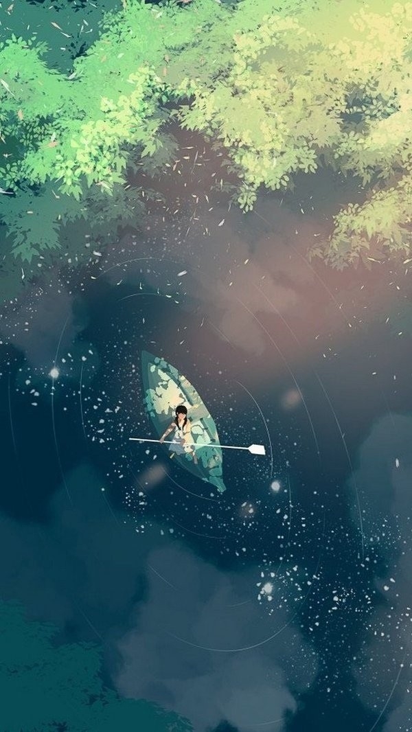 下雨天的夜晚撑伞的小女孩孤单落寞伤感的背影卡通动漫图片