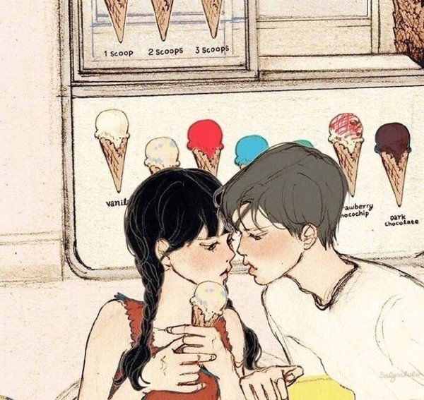热恋期的学生情侣公主抱甜蜜互动卡通动漫彩色涂鸦手绘图片