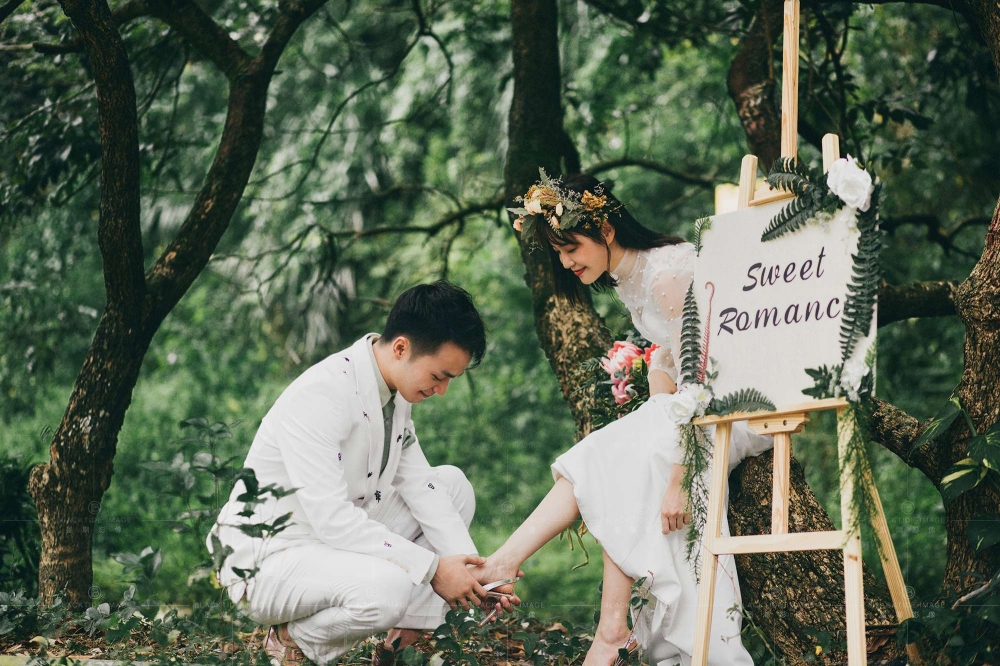 野外大森林西式梦幻浪漫婚礼小清新唯美婚纱摄影旅拍写真