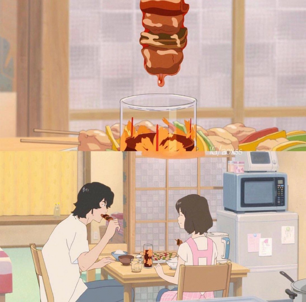 幸福温馨的一家人温暖舒心的童年生活小清新唯美日本卡通动漫图片