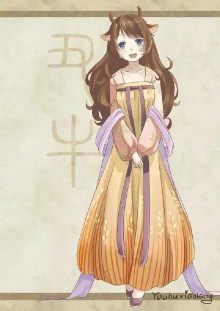 手绘古装系列的12生肖Q版同人卡通动漫汉服古风美少女图片