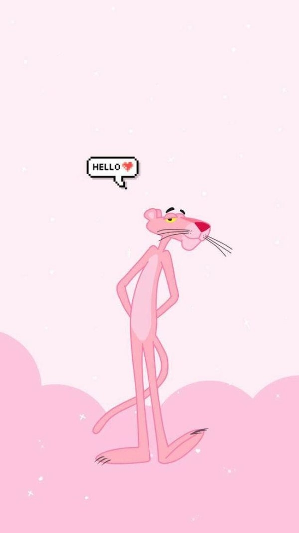 少女心爆棚的可爱粉红豹简约纯色卡通动漫背景手机高清壁纸